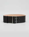 Alexander Mcqueen Leather Belt With Silver-tone Buckle 85mm In Black