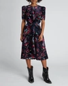 Isabel Marant Ulianad Print Velvet Midi Dress In Faded Night