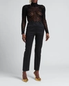 Valentino Cutout Net Mock Neck Top In Black