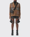 Burberry Willah Check Oversized Cardigan In Birch Brown