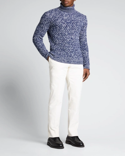 Isaia Men's Barchetta Solid Denim Straight Leg Jeans In White