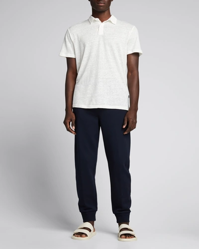 Onia Men's Solid Linen Polo Shirt In White