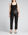 JONATHAN SIMKHAI TESSA VEGAN-LEATHER TIE-WAIST PANTS,PROD165670285