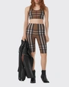 Burberry Vintage Check Crop Top In Birch Brown Ip Ch