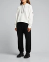 Moncler Off-white Metallic Logo Hoodie In Natural