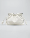 Loewe Flamenco Mini Napa Drawstring Clutch Bag In Soft White