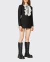Valentino Women's Embroidered-lace Wool And Silk-blend Mini Dress In Blk/ivory
