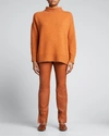 Lafayette 148 Chine 3-ply Cashmere Stand-collar Sweater In Orange