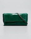 Maria Oliver Malala Glazed Crocodile Crossbody Bag In Emerald