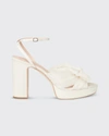 Loeffler Randall Isabel Embroidered Knot Platform Sandal In Pearl