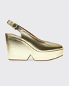 Clergerie Paris Dylan Metallic Platform Slingback Pumps In Lgold Mtnap