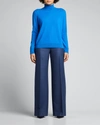 Lafayette 148 Ribbed Cashmere Blend Turtleneck Sweater In Ultramarine