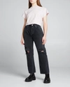 Agolde 90's Scoop Neck Fitted Rib Tee In Fondant (lilac)