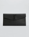 Saint Laurent Uptown Ysl Pouch Wallet In Grain De Poudre Embossed Leather - Black Hardware In 1000 Black