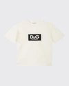 Dolce & Gabbana Kids' Boy's Contrast Logo Cotton T-shirt In Ha3ap White