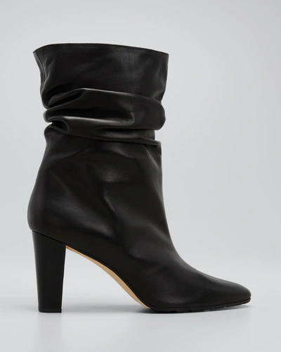 Manolo Blahnik Calasso Napa Slouchy Mid Booties In Blck0015