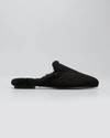 Manolo Blahnik Mariamu Suede Shearling Slipper Mules In Black