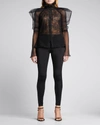 TOM FORD PATCHWORK LACE PUFF-SLEEVE BLOUSE,PROD167400306