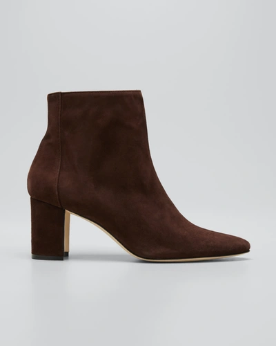 Manolo Blahnik Rosie Suede Zip Ankle Booties In Dbrw2011