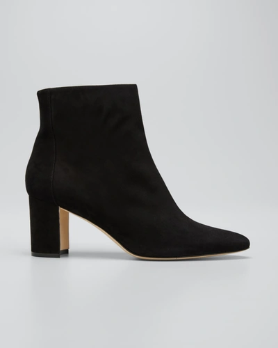 Manolo Blahnik Rosie Suede Zip Ankle Booties In Blck0015