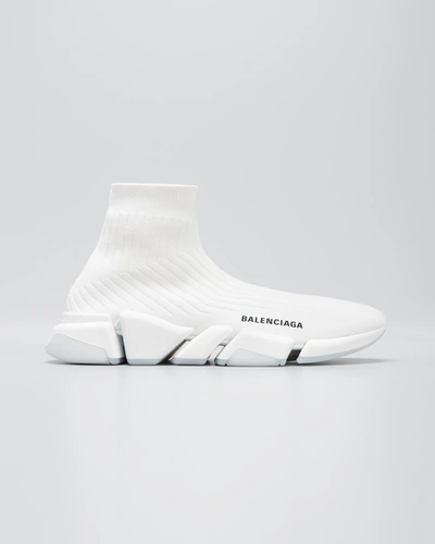 Balenciaga Speed 2.0 Knit Sock Trainer Sneakers In Bianco