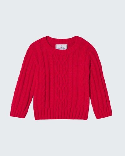 Classic Prep Childrenswear Kids' Girl's Fishers Cable-knit Sweater In Crimson