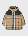 Burberry Boy's Chrissy Vintage Check Parka In Archive Beige Ip