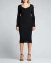 Tom Ford Ribbed Long-sleeve Midi Dress In Black