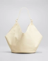 Khaite Lotus Medium Calf Leather Bucket Bag In Cream