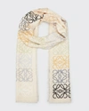 Loewe Multicolor Anagram Lines Wool-blend Scarf In Multicolor Carame