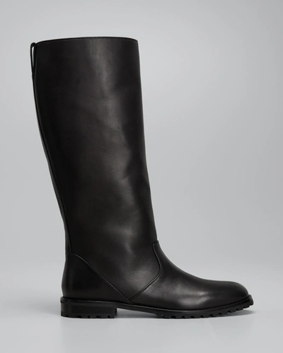 Manolo Blahnik Motosahi Tall Lug-sole Leather Boots In Black