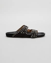 Isabel Marant Lennyo Studded Velvet Slide Sandals In Black