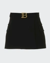 Balmain Black Skirt With Application In 930 Black Gold