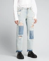 MONSE DISTRESSED DENIM RAW HEM PANTS,PROD167580087