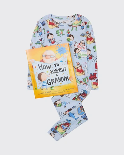Books To Bed Kids' Little Boy's 3-piece How To Babysit Grandpa Book & Pajama Set In Blue
