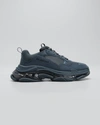 Balenciaga Men's Triple S Clear-sole Sneakers In Dark Grey