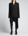 Givenchy Oversized Wool Blazer W/ Metal Lock Closure In Black