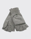 Portolano Jersey-knit Cashmere Flip-top Gloves In Heather Grey