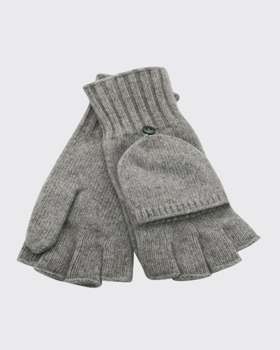 Portolano Jersey-knit Cashmere Flip-top Gloves In Heather Grey