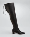 MANOLO BLAHNIK GIOVANNANU LEATHER OVER-THE-KNEE LACE BOOTS,PROD167830355