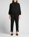 Theory Drawstring Double-knit Top In Blacknavy