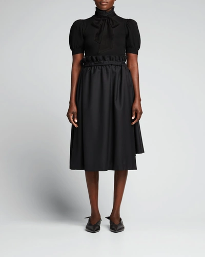 ALICE AND OLIVIA CHASE PUFF-SLEEVE RUFFLE-NECK SWEATER,PROD168140159