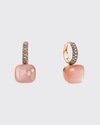 POMELLATO NUDO CLASSIC ROSE GOLD ORANGE MOONSTONE AND BROWN DIAMOND EARRINGS,PROD167950017
