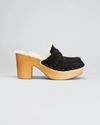 Chloé Joy Shearling-lined Suede Clogs In Black