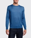 Charvet Men's Solid Cashmere-silk Crewneck Sweater In Mandarino