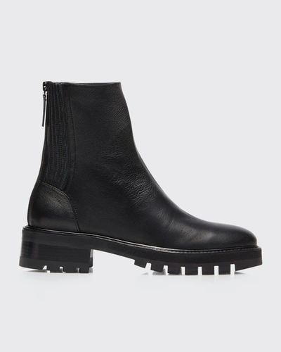 Aquazzura St Honore Leather Zip Booties In Black