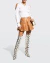 Alice And Olivia Carter Vegan Leather Pleated Mini Skirt In Camel