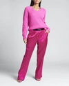 Tom Ford Velvet-trimmed Stretch-silk Satin Pants In Pale Blue