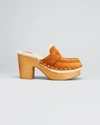Chloé Joy Suede Block-heel Clogs In Caramello