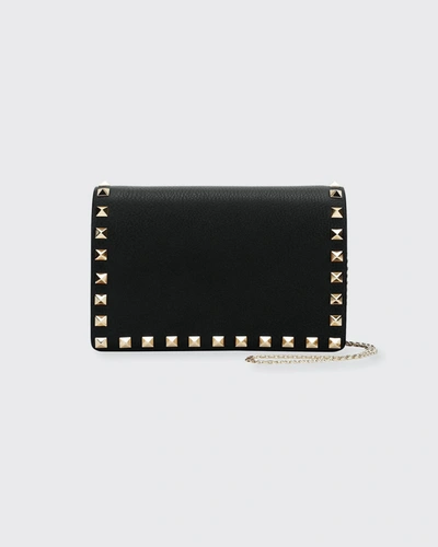 Valentino Garavani Rockstud Vitello Chain Clutch Bag In Poudre